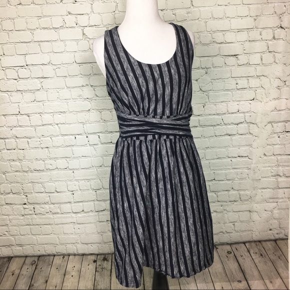 Charming Charlie Dresses & Skirts - Crisscross Black & Gray Vertical Stripe Dress